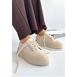 Carin Bej Keten Bağcıklı Spor Ayakkabı Carin Bej Keten Bağcıklı Spor Ayakkabı