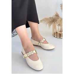 Atnis Bej Cilt Babet Ayakkabı Atnis Bej Cilt Babet Ayakkabı