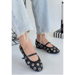 Tinta Siyah Cilt Babet Ayakkabı Tinta Siyah Cilt Babet Ayakkabı