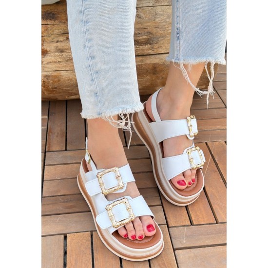 Stan Beyaz Cilt Sandalet