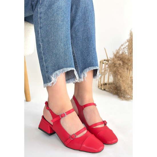 Doran Kırmızı Cilt Topuklu Ayakkabı