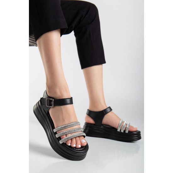 Lalen Siyah Kemerli Sandalet