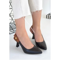 Toran Siyah Cilt Topuklu Ayakkabı Toran Siyah Cilt Topuklu Ayakkabı