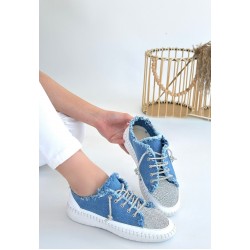 Enber Mavi Kot Bağcıklı Spor Ayakkabı Enber Mavi Kot Bağcıklı Spor Ayakkabı