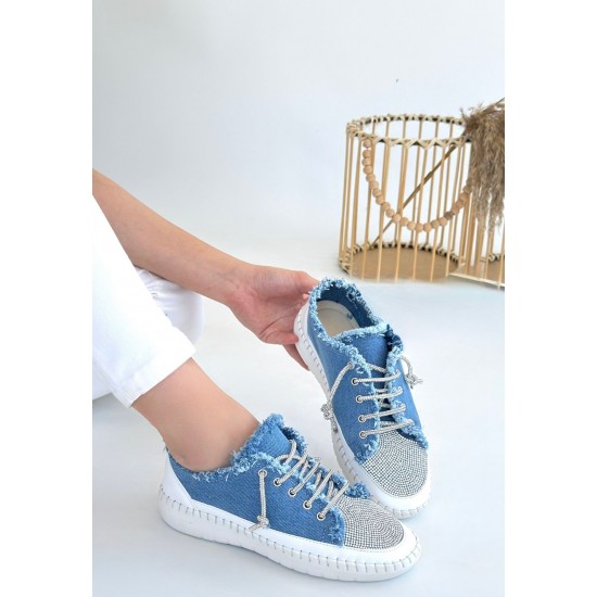 Enber Mavi Kot Bağcıklı Spor Ayakkabı