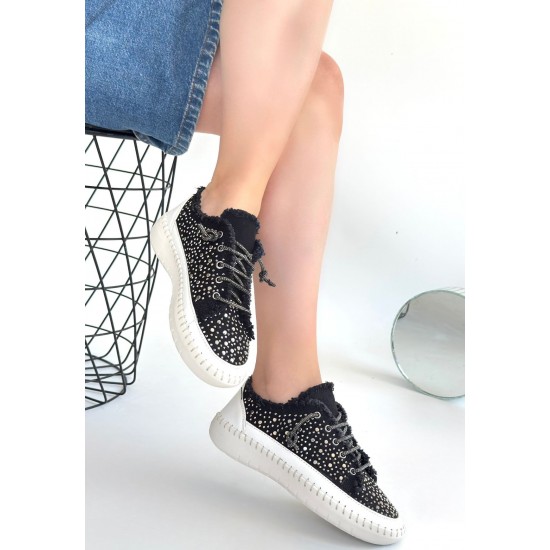 Guji Siyah Kot Bağcıklı Spor Ayakkabı