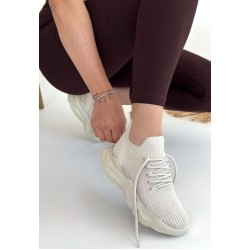 Henta Bej Triko Bağcıklı Spor Ayakkabı Henta Bej Triko Bağcıklı Spor Ayakkabı