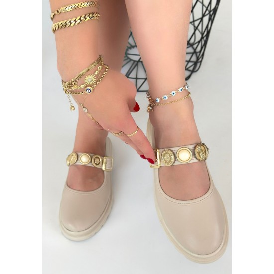 Okira Bej Cilt Oxford Ayakkabı