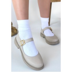 Yokox Bej Cilt Oxford Ayakkabı Yokox Bej Cilt Oxford Ayakkabı