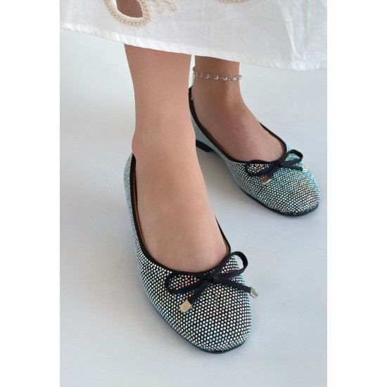 Potte Siyah Saten Babet Ayakkabı