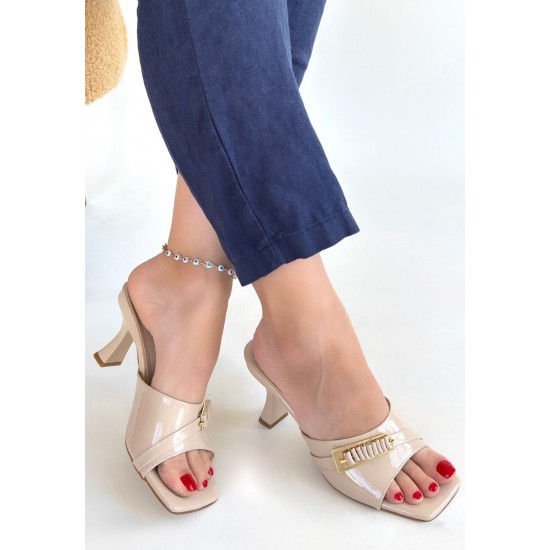 Sief Bej Rugan Topuklu Terlik