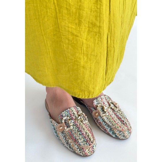 Yenda Renkli Dokumalı Terlik