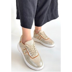 Tanwe Bej Cilt Bağcıklı Spor Ayakkabı Tanwe Bej Cilt Bağcıklı Spor Ayakkabı