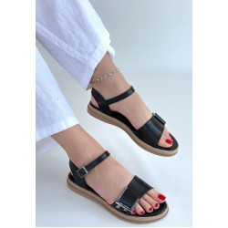 Andana Siyah Cilt Sandalet Andana Siyah Cilt Sandalet