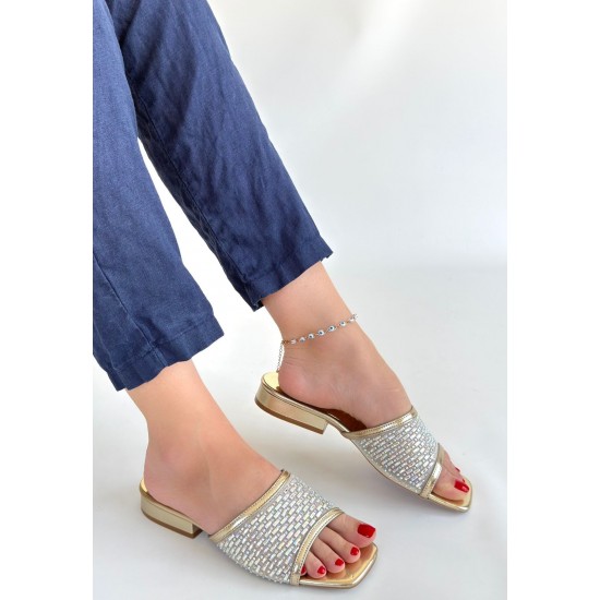 Ortu Gold Cilt İşlemeli Terlik