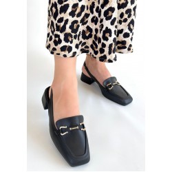 Joone Siyah Cilt Topuklu Ayakkabı Joone Siyah Cilt Topuklu Ayakkabı