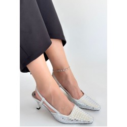 Sione Gümüş Cilt Topuklu Ayakkabı Sione Gümüş Cilt Topuklu Ayakkabı