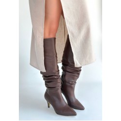 Zelya Kahverengi Cilt Topuklu Çizme Zelya Kahverengi Cilt Topuklu Çizme