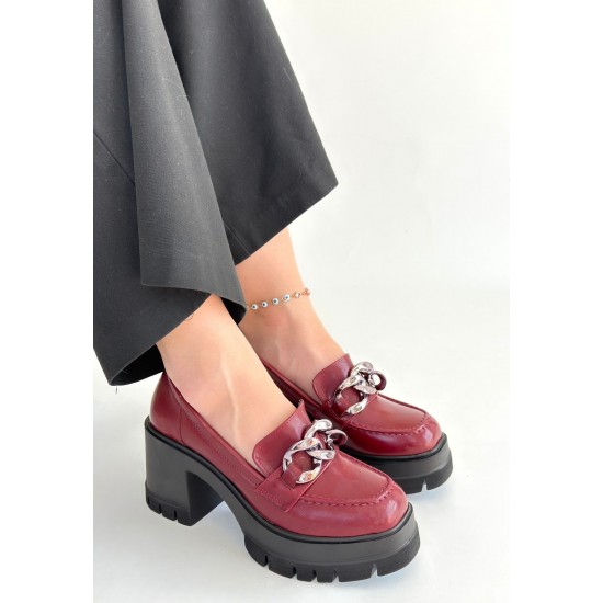 Winar Bordo Rugan Doldu Topuk Ayakkabı