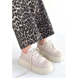 Emwa Bej Cilt Bağcıklı Spor Ayakkabı Emwa Bej Cilt Bağcıklı Spor Ayakkabı