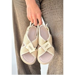 Cate Bej Hasır Cilt Sandalet Cate Bej Hasır Cilt Sandalet