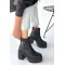 Lonji Siyah Cilt Topuklu Bot