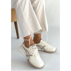 Zlay Bej Cilt Vizon Detaylı Bağcıklı Spor Ayakkabı Zlay Bej Cilt Vizon Detaylı Bağcıklı Spor Ayakkabı