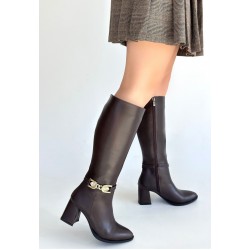 Mooni Kahverengi Cilt Topuklu Çizme Mooni Kahverengi Cilt Topuklu Çizme