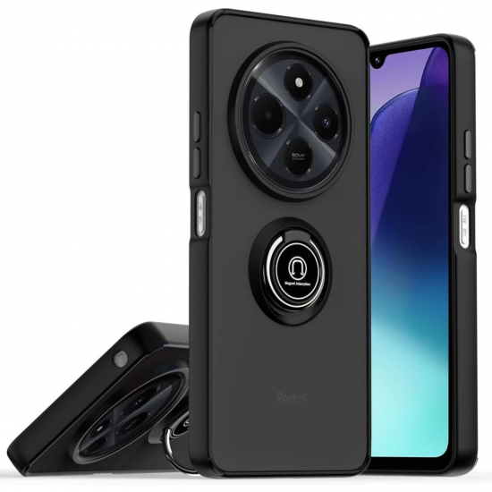 Realme C75 4g Kılıf Montreal Yüzüklü Silikon Kapak - Siyah