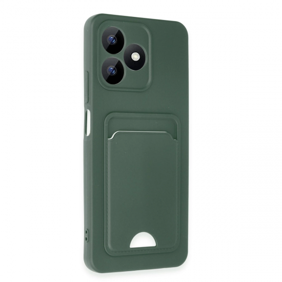 Realme Note 50 4g Kılıf Kelvin Kartvizitli Silikon - Koyu Yeşil