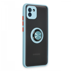 Samsung Galaxy A03 Kılıf Montreal Yüzüklü Silikon Kapak - Buz Mavi