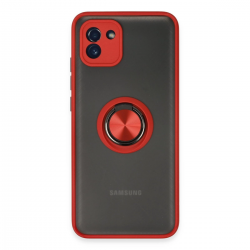 Samsung Galaxy A03 Kılıf Montreal Yüzüklü Silikon Kapak - Kırmızı