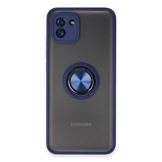 Samsung Galaxy A03 Kılıf Montreal Yüzüklü Silikon Kapak - Lacivert