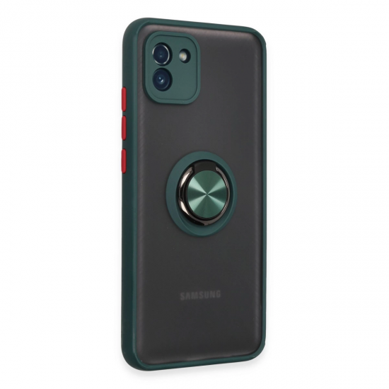 Samsung Galaxy A03 Kılıf Montreal Yüzüklü Silikon Kapak - Yeşil