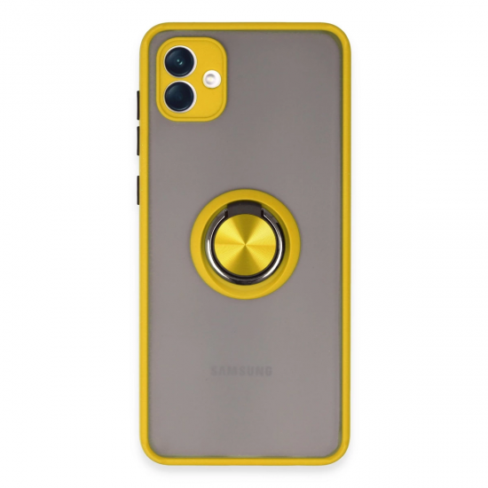 Samsung Galaxy A04 Kılıf Montreal Yüzüklü Silikon Kapak - Sarı