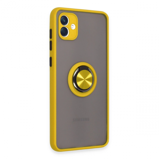 Samsung Galaxy A04 Kılıf Montreal Yüzüklü Silikon Kapak - Sarı