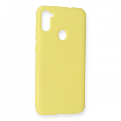 Samsung Galaxy A11 Kılıf Nano İçi Kadife Silikon - Sarı