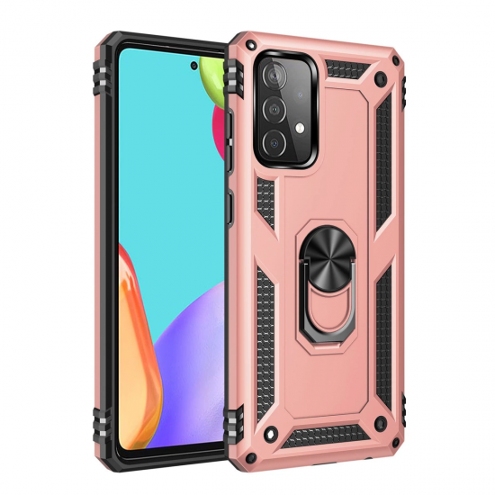 Samsung Galaxy A32 Kılıf Sofya Yüzüklü Silikon Kapak - Rose