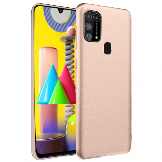 Samsung Galaxy M31 Kılıf Nano İçi Kadife Silikon - Pudra