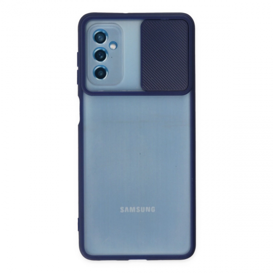 Samsung Galaxy M52 5g Kılıf Palm Buzlu Kamera Sürgülü Silikon - Lacivert