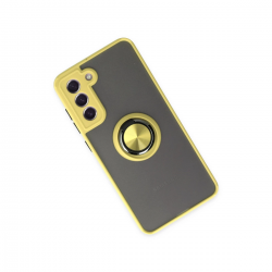 Samsung Galaxy S21 Fe Kılıf Montreal Yüzüklü Silikon Kapak - Sarı Samsung Galaxy S21 Fe Kılıf Montreal Yüzüklü Silikon Kapak - Sarı