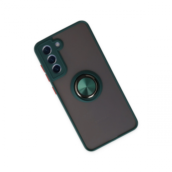 Samsung Galaxy S21 Fe Kılıf Montreal Yüzüklü Silikon Kapak - Yeşil