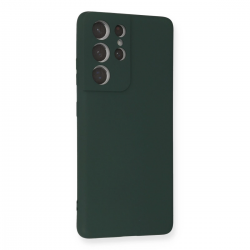 Samsung Galaxy S21 Ultra Kılıf Nano İçi Kadife Silikon - Koyu Yeşil Samsung Galaxy S21 Ultra Kılıf Nano İçi Kadife Silikon - Koyu Yeşil