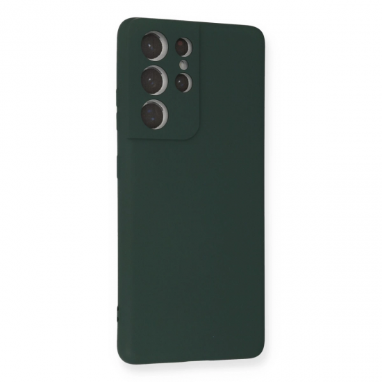 Samsung Galaxy S21 Ultra Kılıf Nano İçi Kadife Silikon - Koyu Yeşil