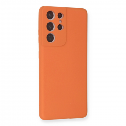 Samsung Galaxy S21 Ultra Kılıf Nano İçi Kadife Silikon - Turuncu Samsung Galaxy S21 Ultra Kılıf Nano İçi Kadife Silikon - Turuncu