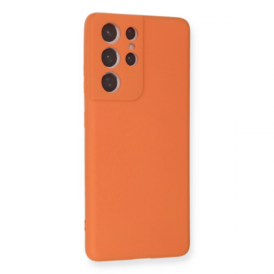 Samsung Galaxy S21 Ultra Kılıf Nano İçi Kadife Silikon - Turuncu