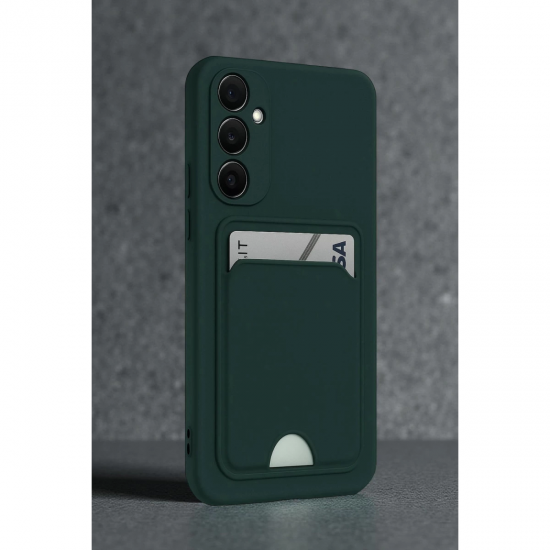 Samsung Galaxy S24 Fe Kılıf Kelvin Kartvizitli Silikon - Koyu Yeşil