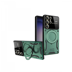 Samsung Galaxy S24 Ultra Kılıf Joy Lens Standlı Kapak - Koyu Yeşil