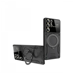 Samsung Galaxy S24 Ultra Kılıf Joy Lens Standlı Kapak - Siyah