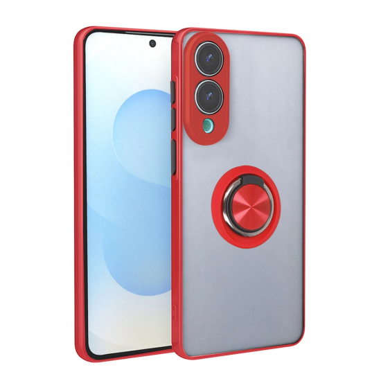 Samsung Galaxy S25 Edge Kılıf Montreal Yüzüklü Silikon Kapak - Kırmızı